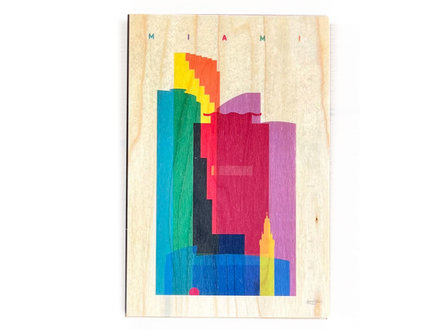 miami series wooden postcard