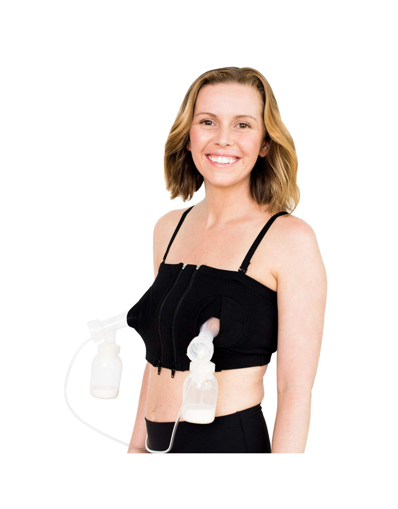 Maternity Bra For Breast Pump Hands Free Breast Pump Bra Plus Size  Adjustable Front Zipper Breastfeeding