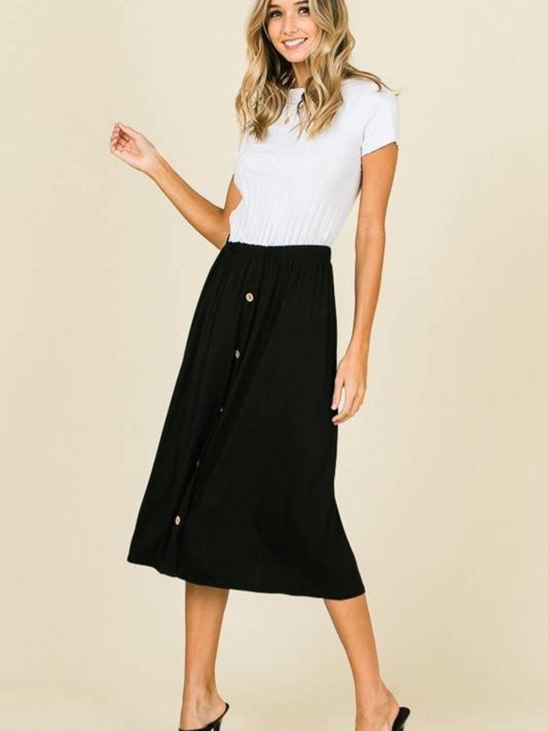 black button up midi skirt