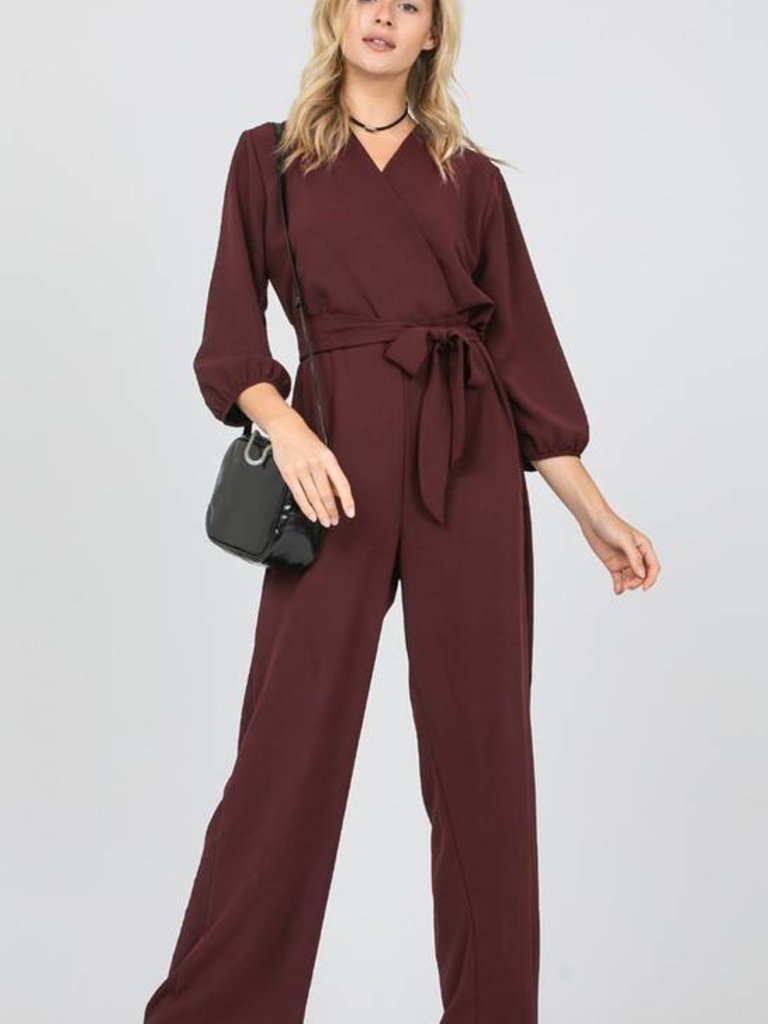 maroon jumpsuit