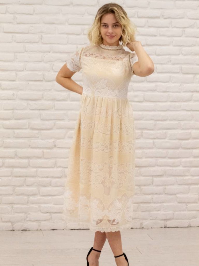 cream lace maxi dress with sleeves