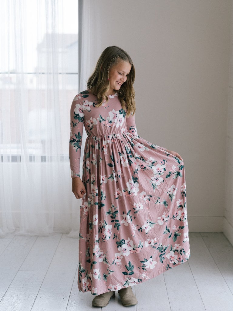 light pink long sleeved dress