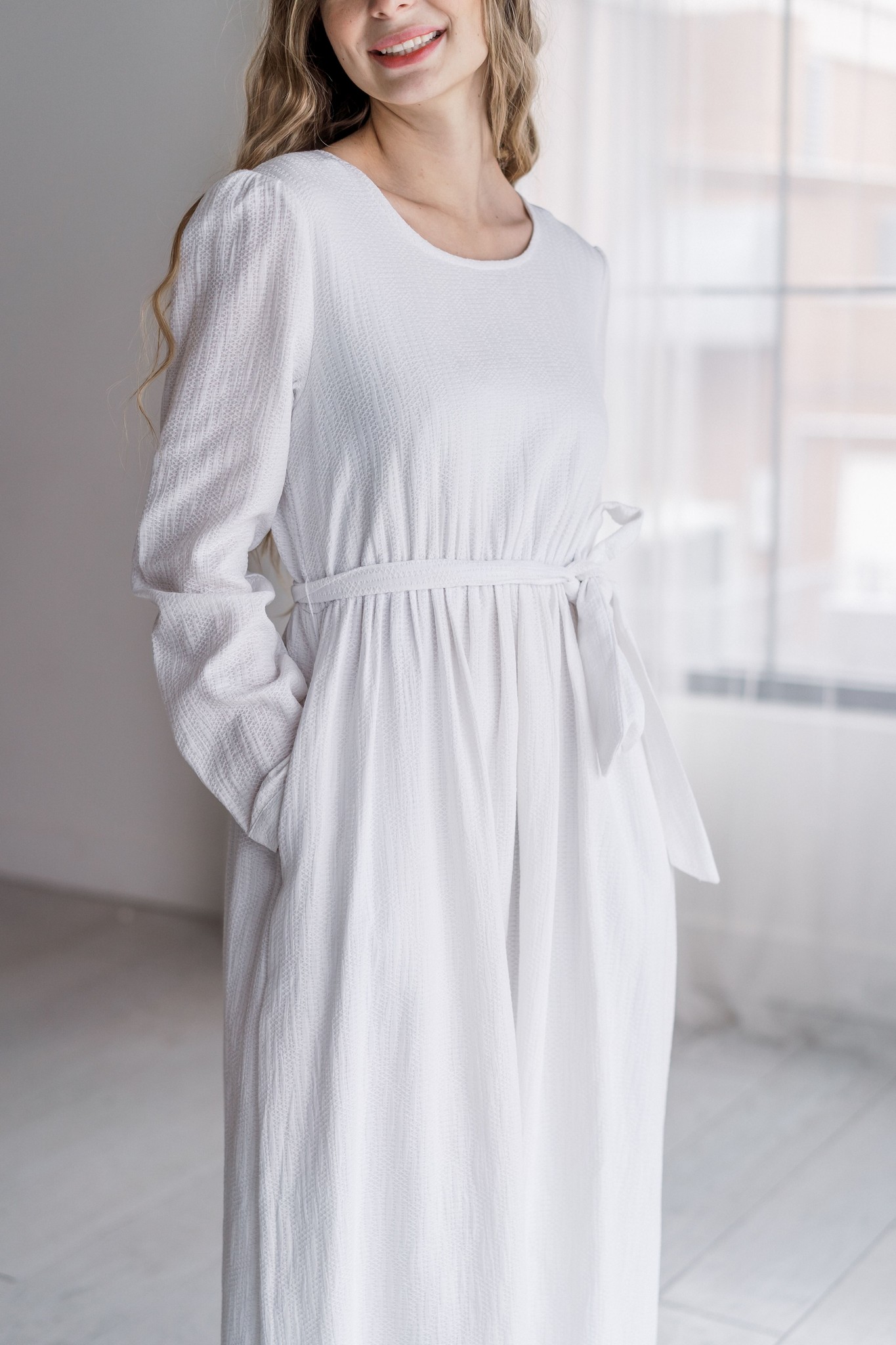 plain white dress with sleeves