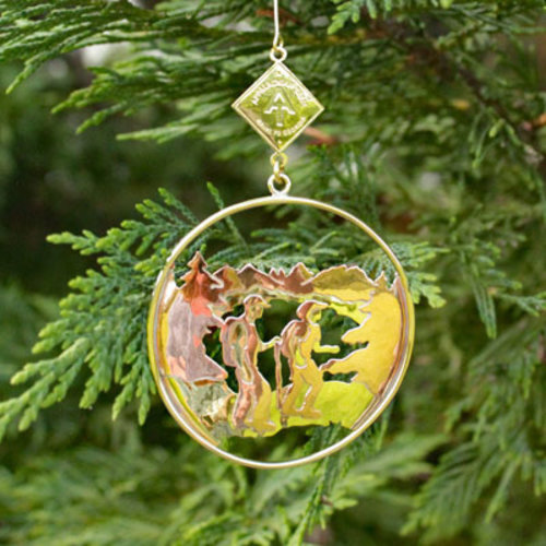 Appalachian Trail Conservancy Brass AT Two Hikers Ornament Appalachian Trail Conservancy Brass AT Two Hikers Ornament