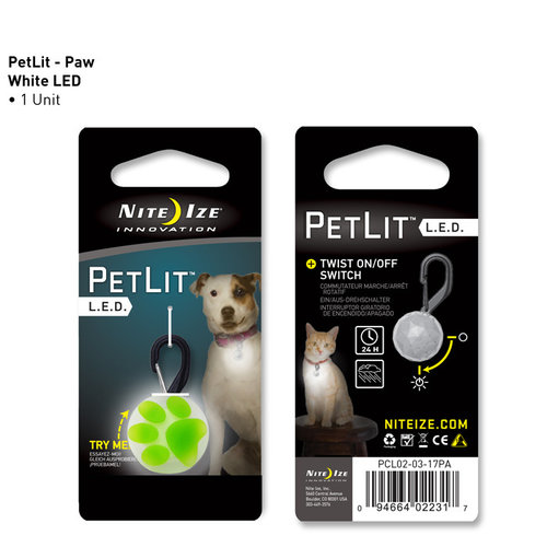 Nite Ize PetLit LED Collar Light Lime Paw Print Nite Ize PetLit LED Collar Light Lime Paw Print