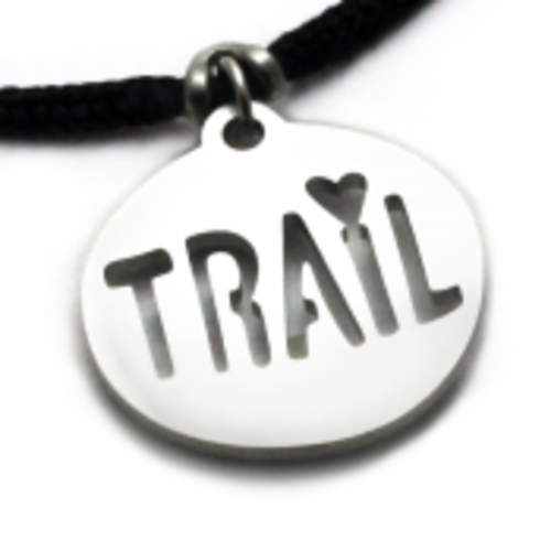 Trail Love Pendant on 2mm Black Polycord Trail Love Pendant on 2mm Black Polycord