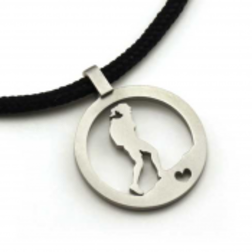 Hiking Gal Pendant on 2mm Polycord Hiking Gal Pendant on 2mm Polycord