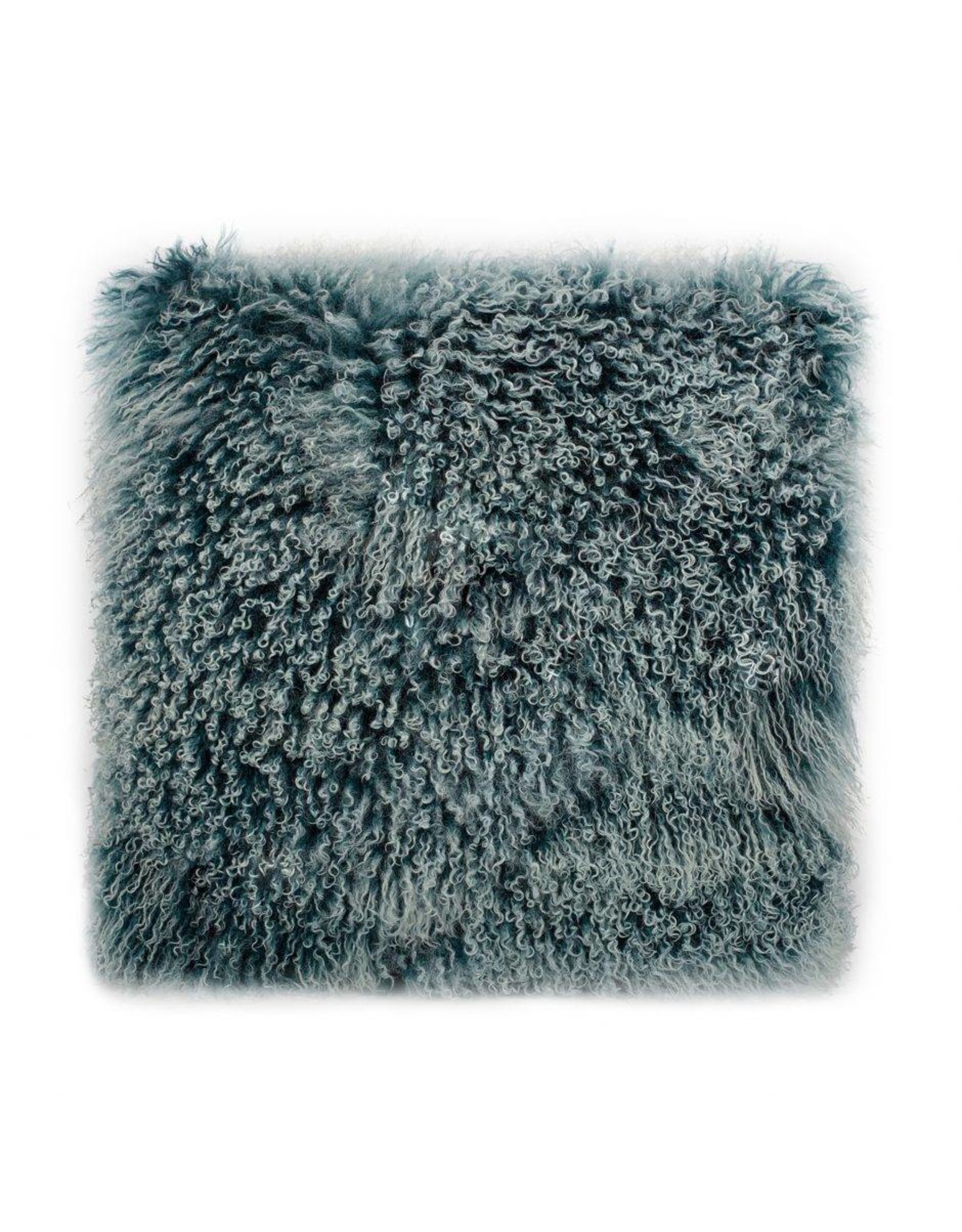 Monroe & Kent LAMB FUR PILLOW LARGE TEAL SNOW