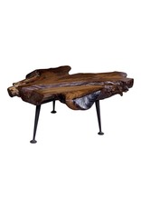 Monroe & Kent NATURAL TEAK COFFEE TABLE WITH CAST IRON LEGS