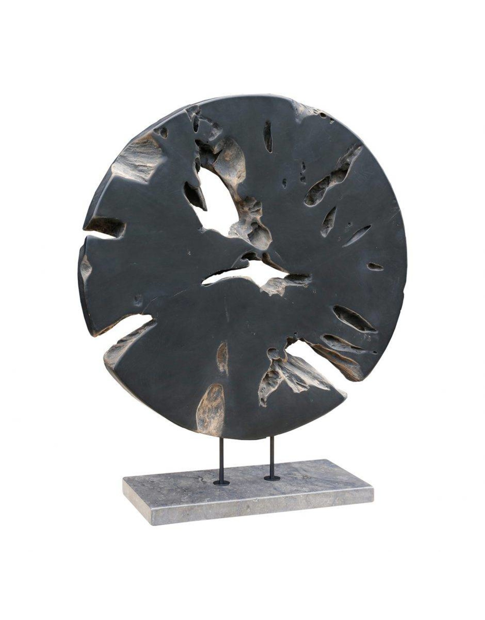 Monroe & Kent ROUND TEAK WOOD ART WEATHERED GREY LARGE