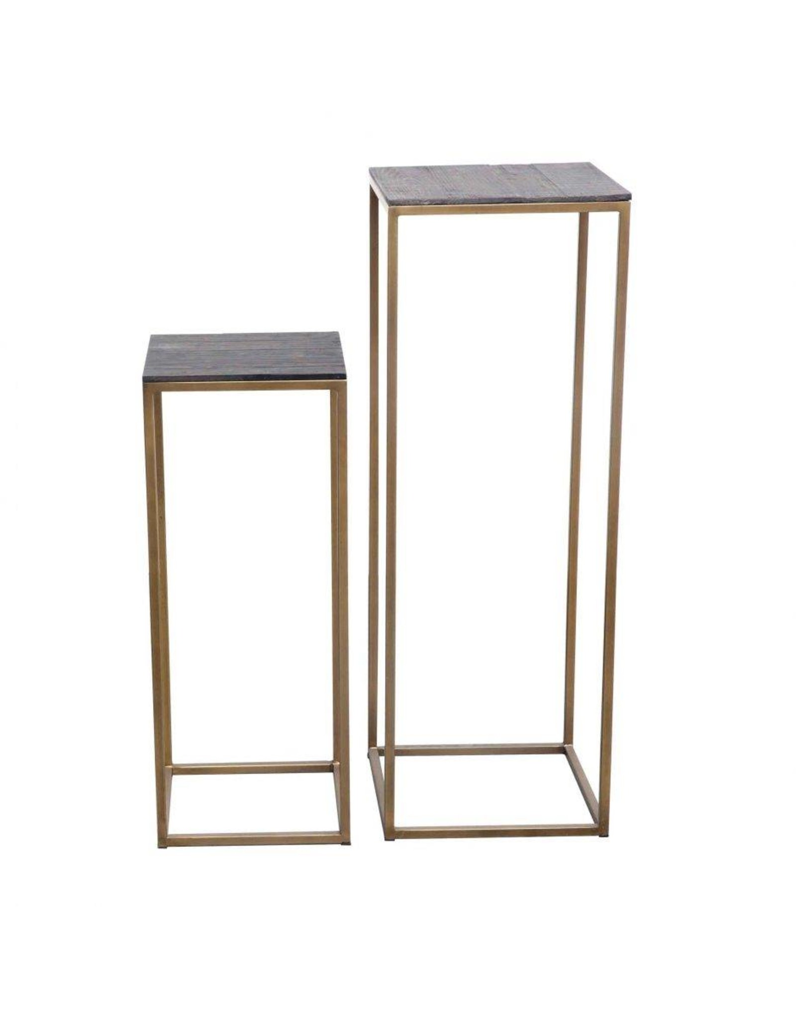 Monroe & Kent STUDIO PLANT TABLES BRASS SET OF 2
