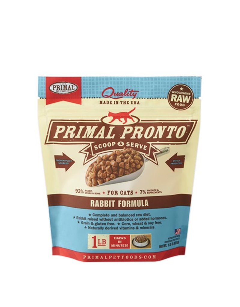 Primal Pet Foods PRIMAL Pronto Frozen Raw Feline Rabbit Formula 1 lb.