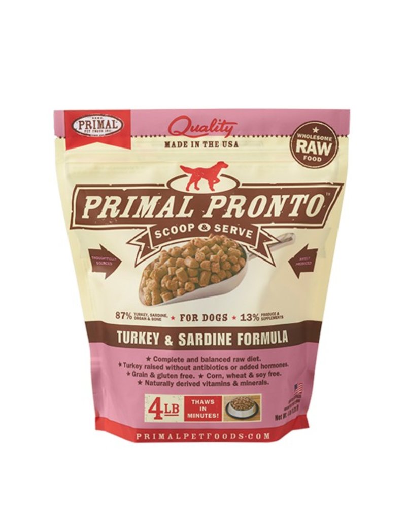 Primal Pet Foods PRIMAL Pronto Frozen Raw Canine Turkey & Sardine Formula 4 lb.