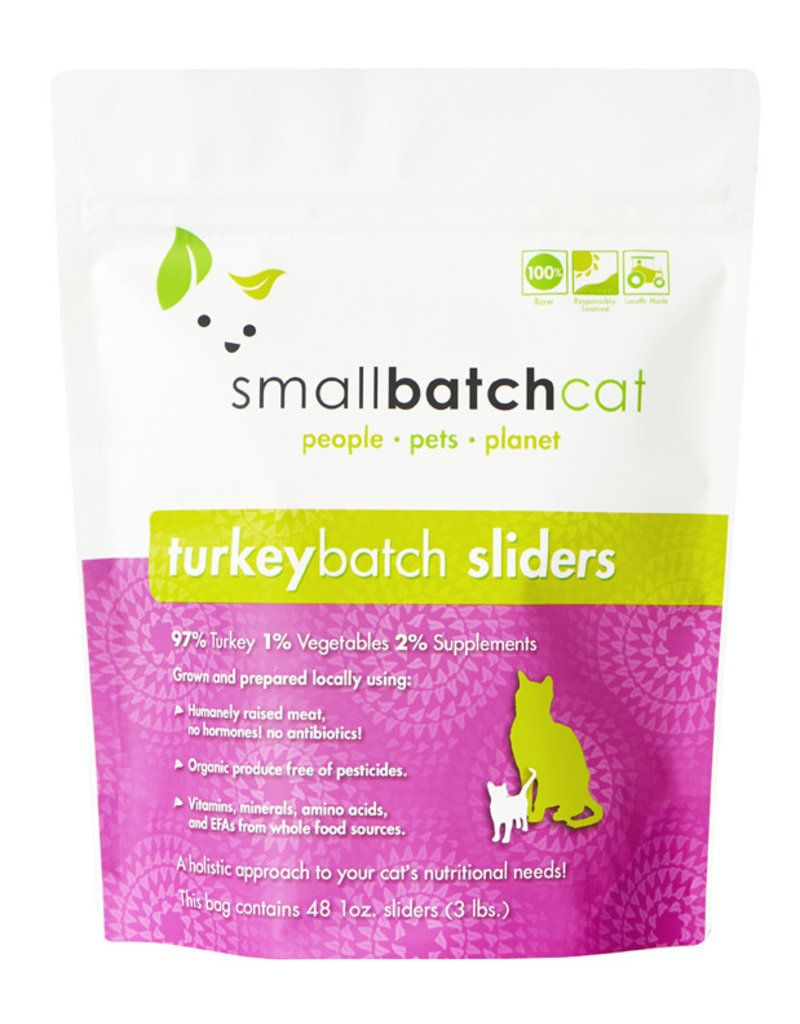 SMALL BATCH SMALL BATCH Frozen Turkey Sliders Cat Food 3lb The Fish
