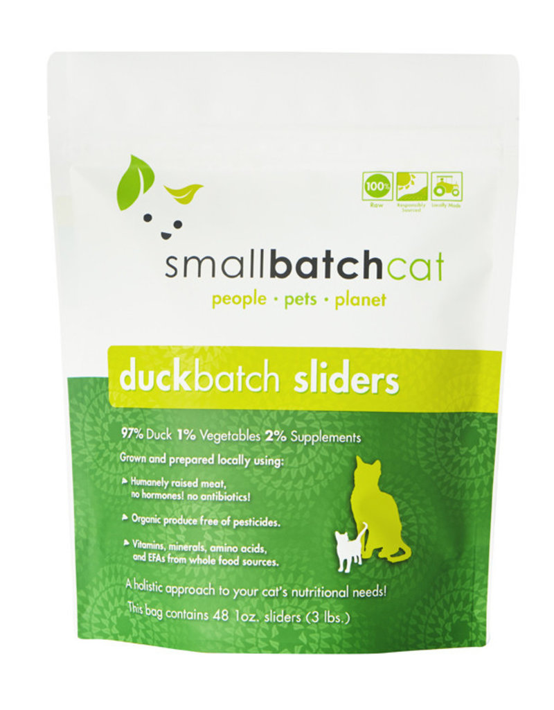 SMALL BATCH Frozen Duck Sliders Cat Food 3lb