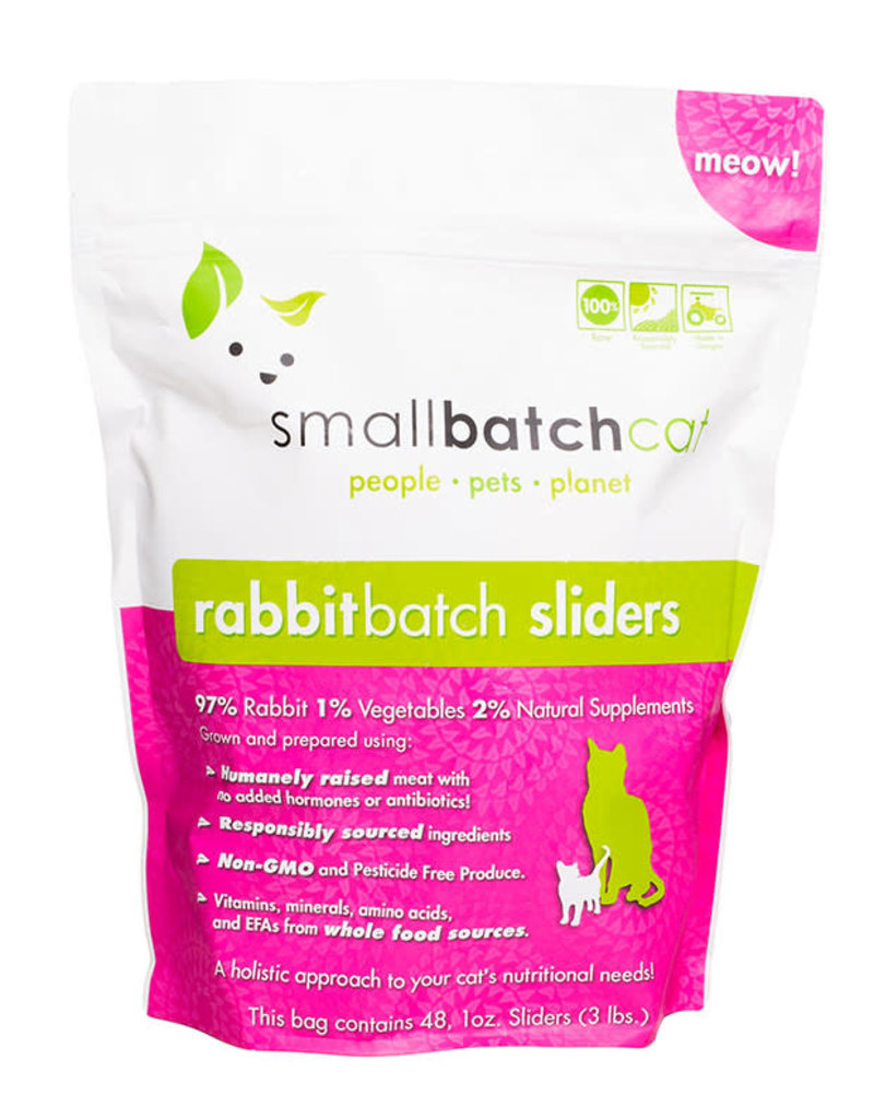 SMALL BATCH Frozen Rabbit Sliders Cat Food 3lb