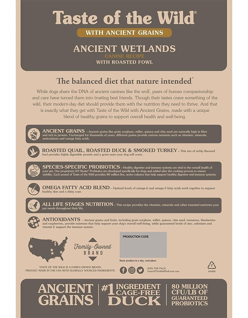 TASTE OF THE WILD TASTE OF THE WILD Ancient Wetlands Dry Dog Food