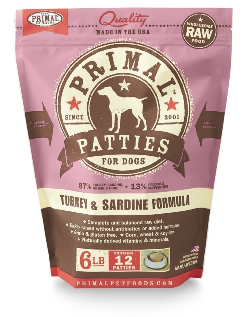 Primal Pet Foods PRIMAL Raw Frozen Canine Turkey & Sardine Formula  6 lb.