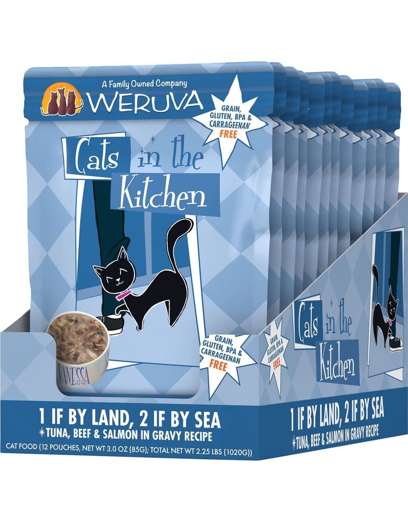 Weruva Cats in the Kitchen WERUVA Cats in the Kitchen 1 if by Land, 2 if by Sea Grain-Free Cat Food Pouch Case 12/3 oz.