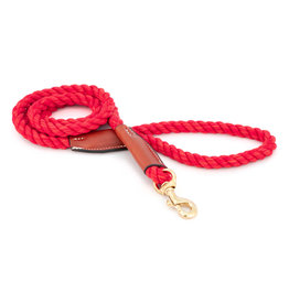 Auburn Leathercrafters Cotton Rope & Leather Leash Red S