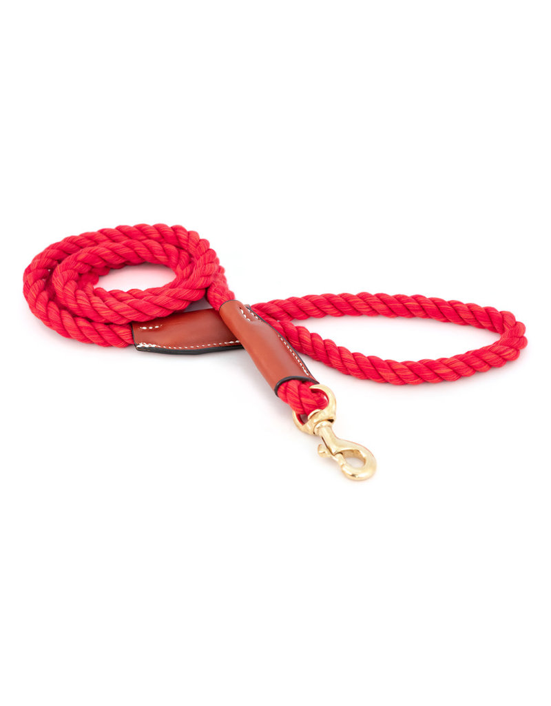 Auburn Leathercrafters Cotton Rope & Leather Leash Red S