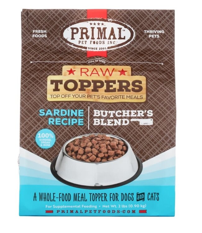 PRIMAL Raw Toppers Butcher's Blend Sardine Recipe 2lb
