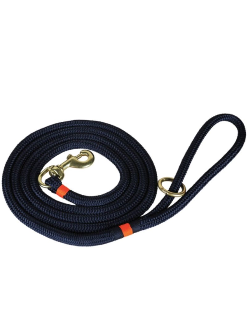 THE BELTED COW THE BELTED COW Maine Dock Line Dog Lead in Navy with Orange Trim