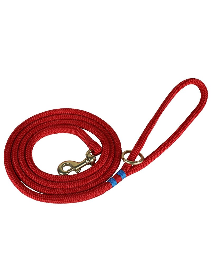 THE BELTED COW THE BELTED COW Maine Dock Line Dog Lead in Red with Light Blue Trim