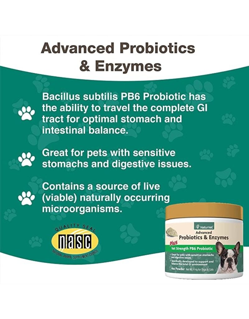 NATURVET Vet Strength Advanced PB6 Probiotics and Enzymes for Dogs and Cats