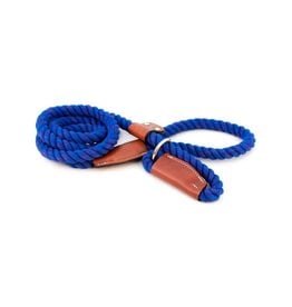 Auburn Leathercrafters Cotton Rope & Leather Nautical Blue Leash 6ft