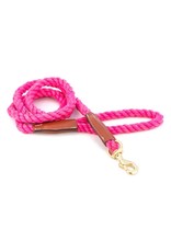 Auburn Leathercrafters Cotton Rope & Leather Pink Leash 6ft