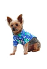 DOGGIE DESIGN Hawaiian Camp Shirt Ocean Blue and Palms