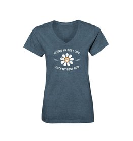 SPOILED ROTTEN DOGZ Best Buds Living my Best Life Ladies V-Neck Tshirt