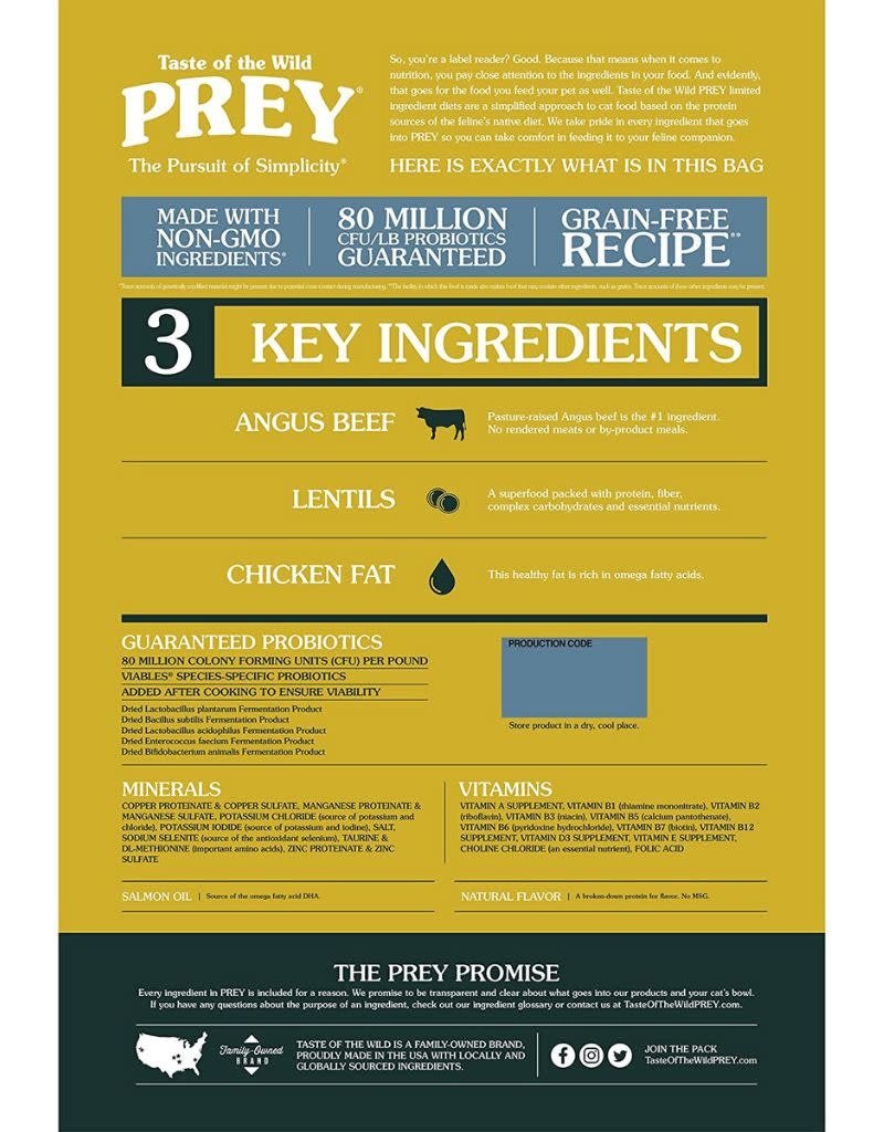 TASTE OF THE WILD TASTE OF THE WILD Dry Cat Food Prey Limited Ingredient Angus Beef 6lb