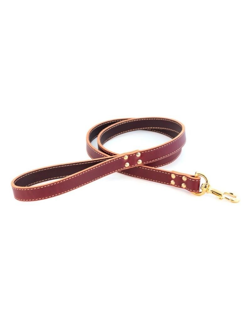 Auburn Leathercrafters Lake Country Stitched Leather Lead Burgundy