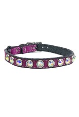 WOOF WEAR Leather Cat Collar Crystal Hot Pink Suede