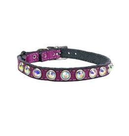 WOOF WEAR WOOF WEAR Leather Cat Collar Crystal Hot Pink Suede