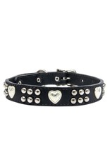 WOOF WEAR WOOF WEAR Leather Dog Collar Heart & Heavy Black