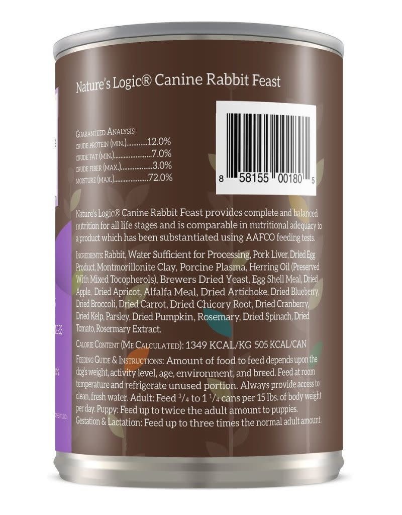 NATURE'S LOGIC NATURE'S LOGIC Rabbit Canned Dog Food CASE 12/13.2oz