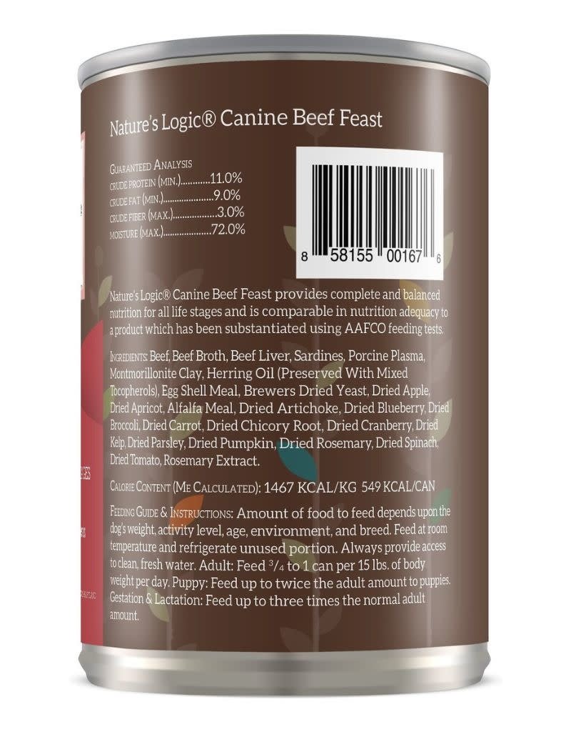 NATURE'S LOGIC NATURE'S LOGIC Beef Canned Dog Food CASE 12/13.2oz