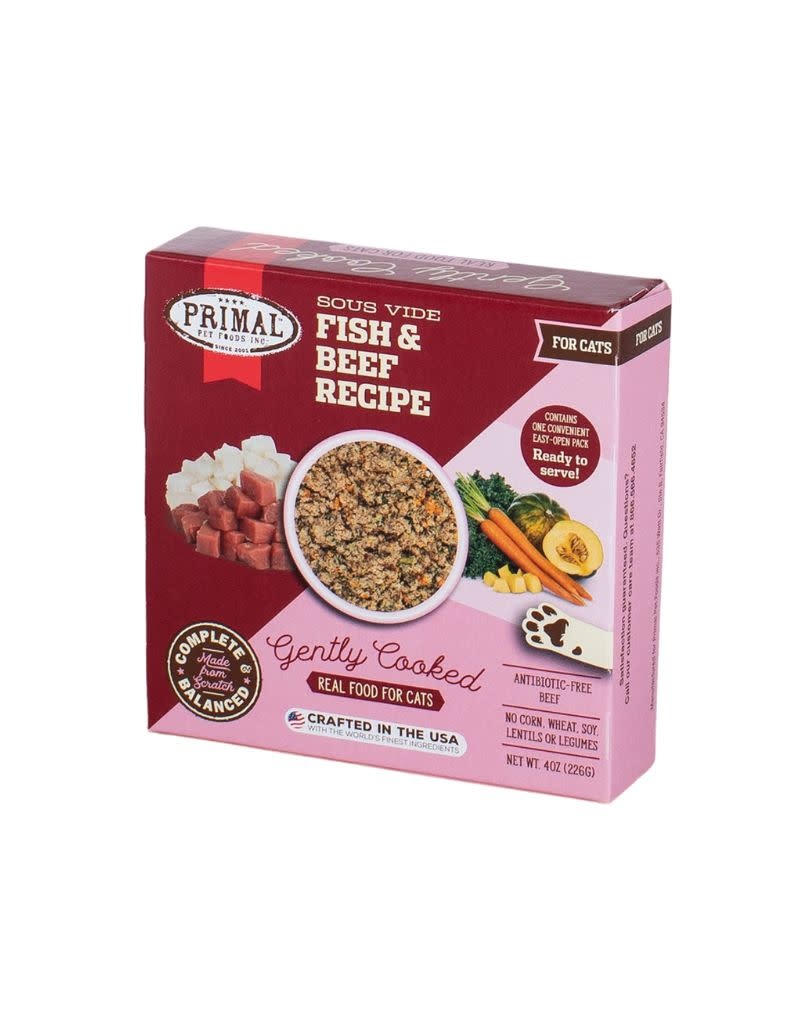 PRIMAL Gently Cooked Cat Food Fish and Beef 4OZ The Fish & Bone