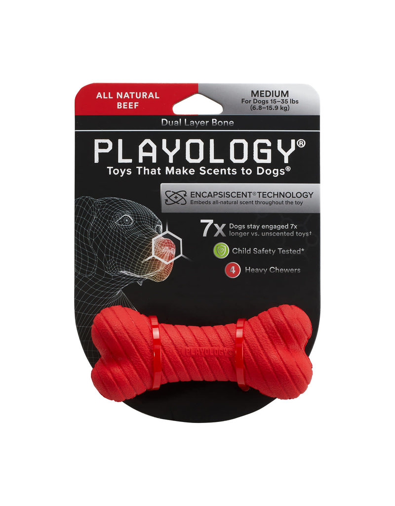 PLAYOLOGY All Natural Beef Scented Dual Layer Bone