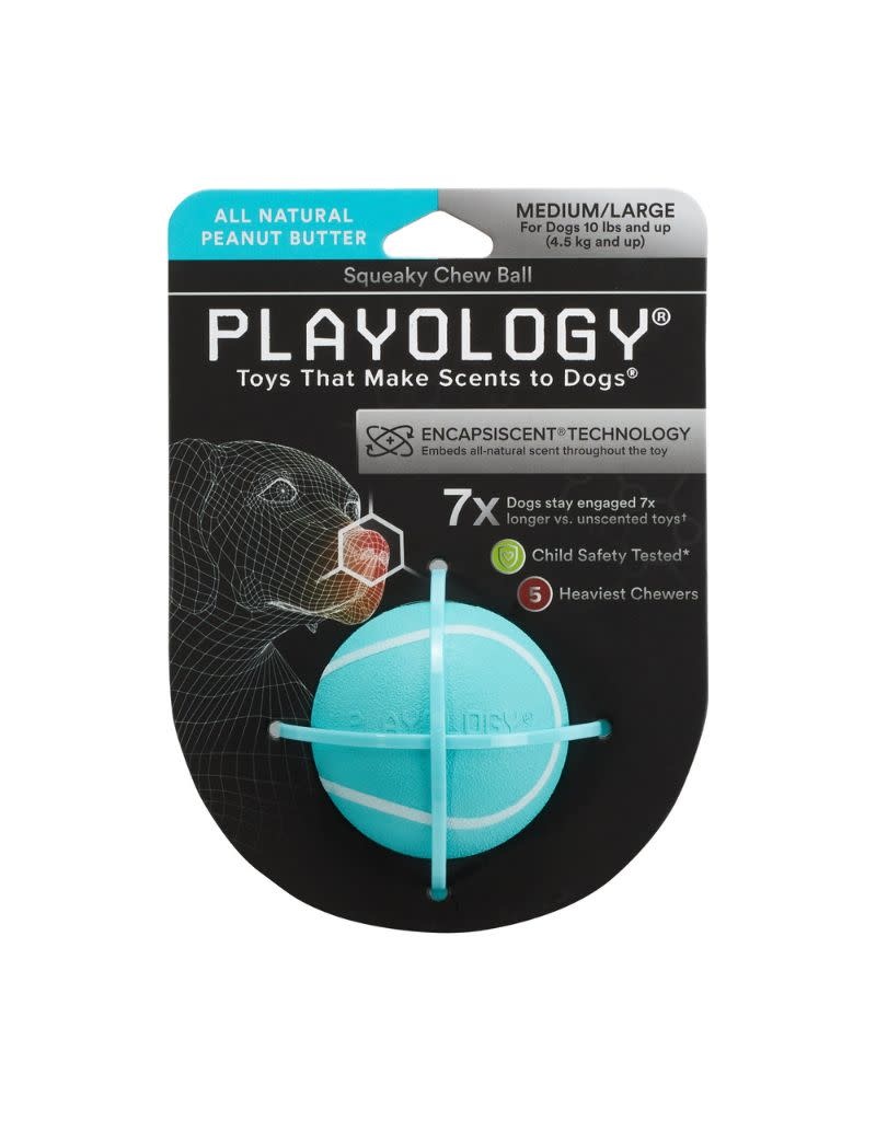 PLAYOLOGY All Natural Peanut Butter Scented Squeaky Chew Ball