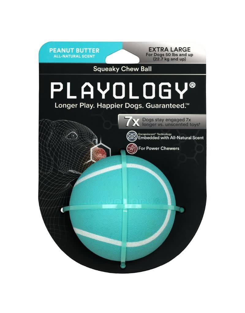 Playology PLAYOLOGY All Natural Peanut Butter Scented Squeaky Chew Ball