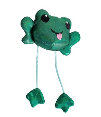 CATSTAGES Toss N Dangle Frog Catnip Cat Toy The Fish Bone