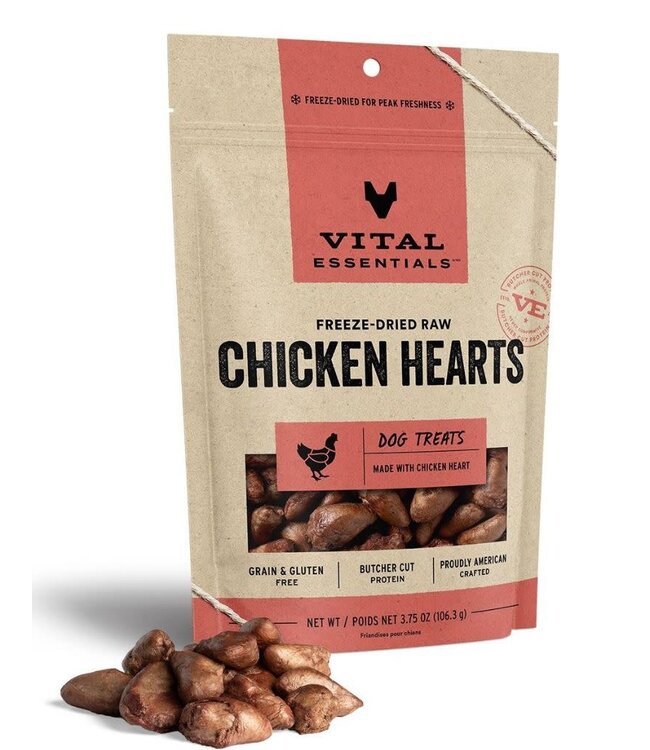 Vital Essentials Freeze Dried Vital Treats Grain Free Chicken Hearts Dog Treats Vital Essentials Freeze Dried Vital Treats Grain Free Chicken Hearts Dog Treats