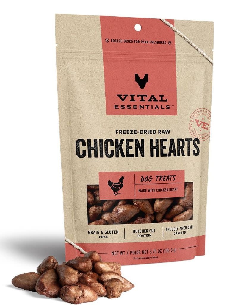 VITAL ESSENTIALS Freezedried Chicken Hearts Dog Treats