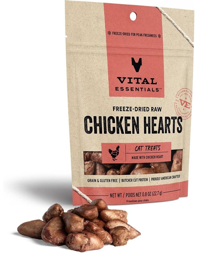 Vital Essentials VITAL ESSENTIALS Freezedried Chicken Hearts Cat Treat .8oz