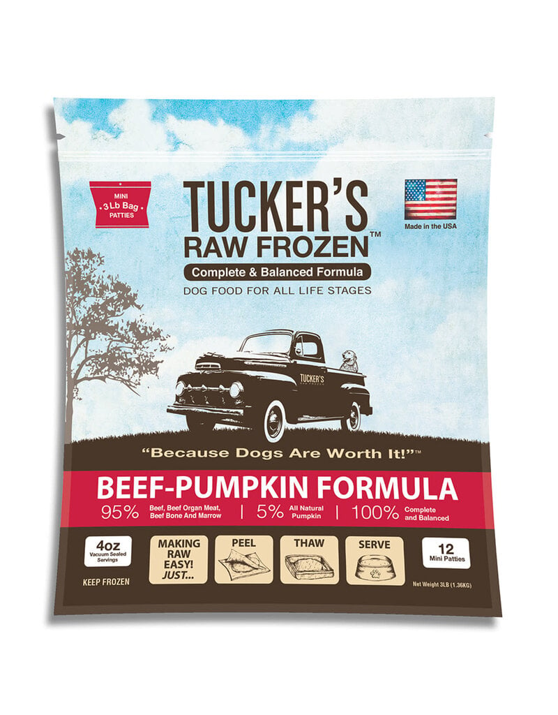 TUCKERS Frozen Raw Complete Dog Food Beef Pumpkin 3lb