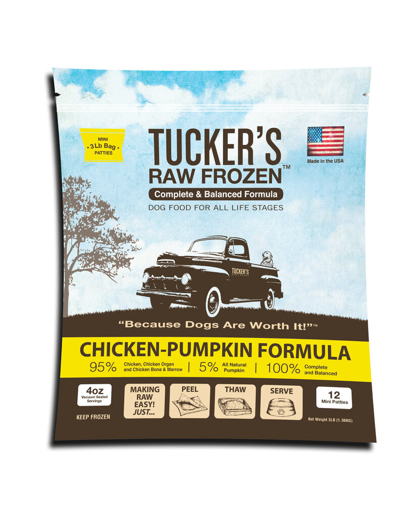 TUCKERS Frozen Raw Complete Dog Food Chicken Pumpkin 3lb